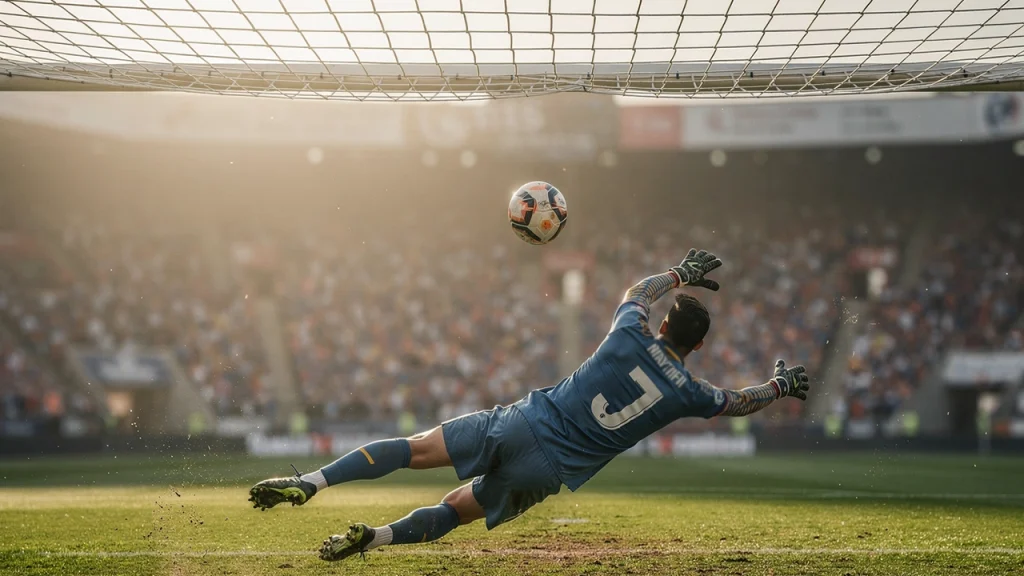 Voetbalveld met scorebord dat Asian Handicap illustreert