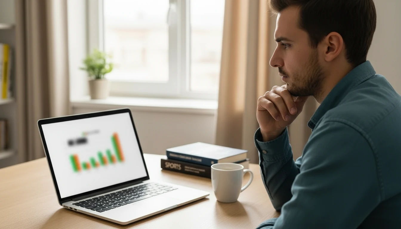 Man vergelijkt aanbiedingen op een laptop scherm