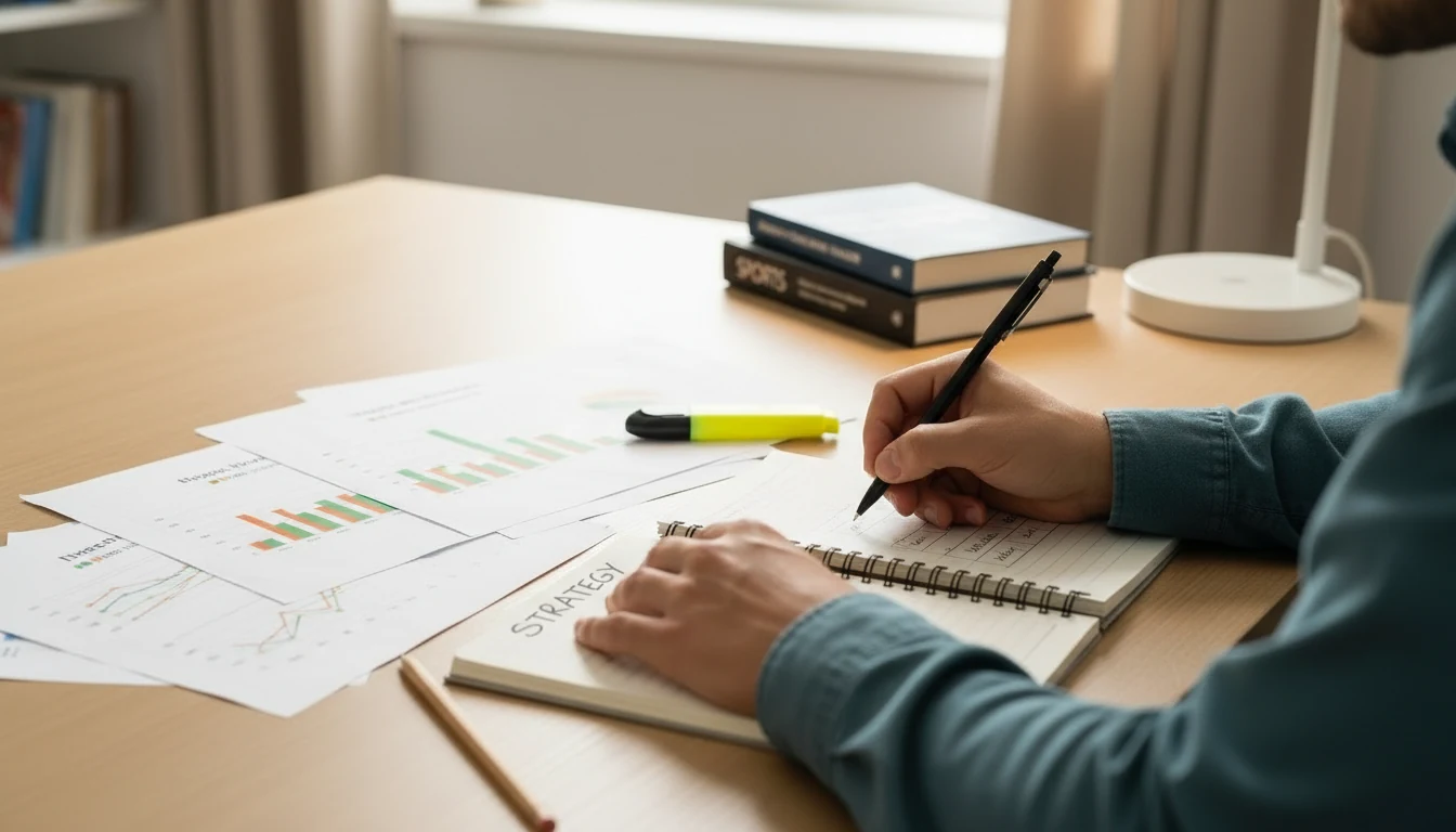 Persoon maakt notities bij het analyseren van documenten