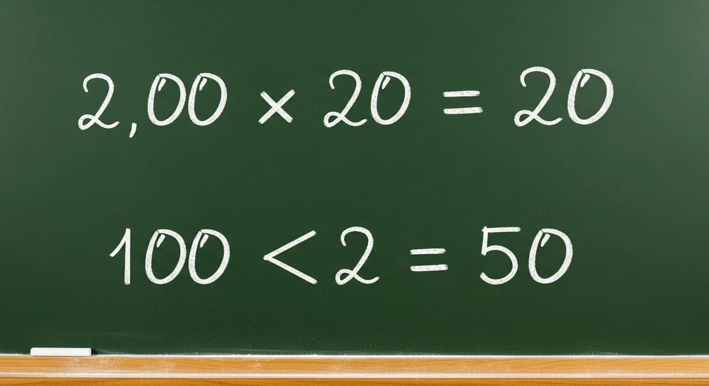 Schoolbord met eenvoudige wiskundige berekeningen