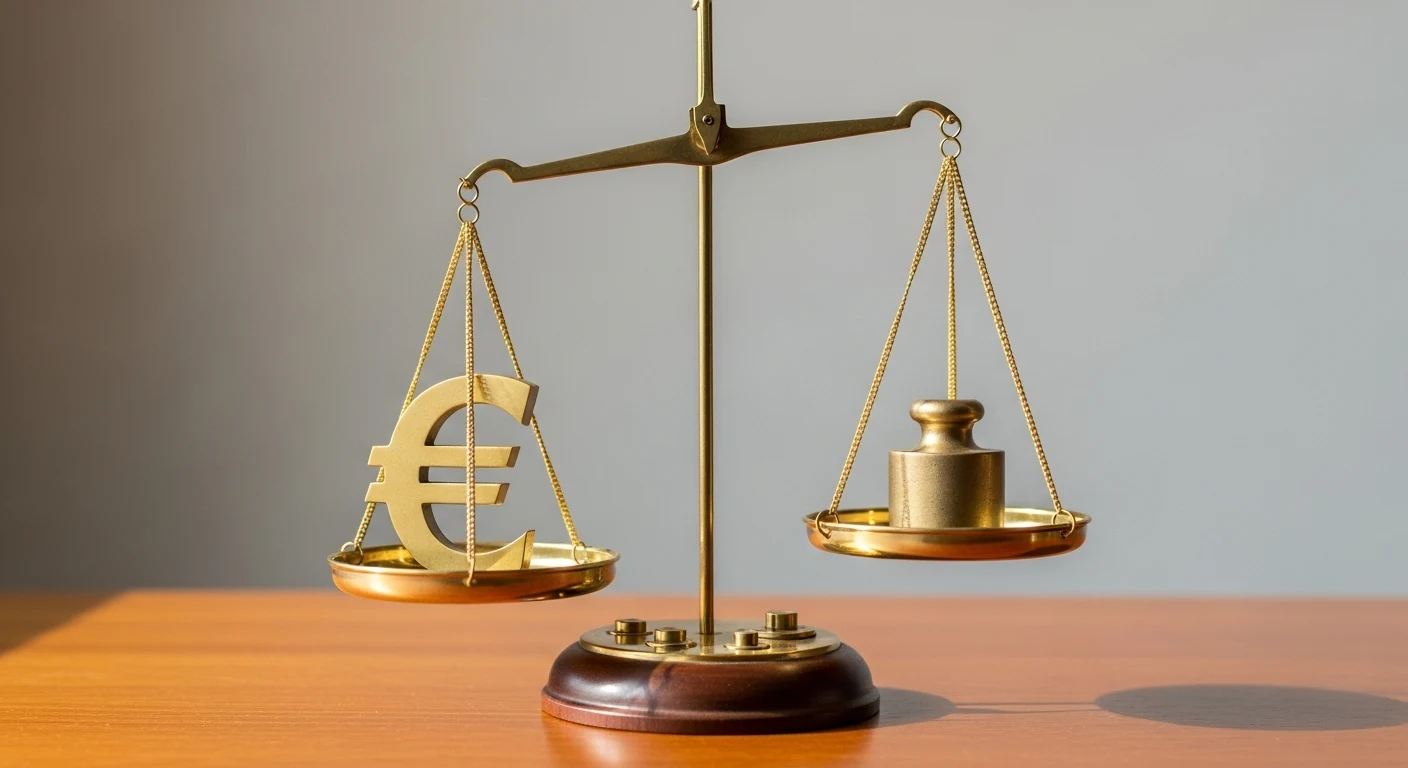Weegschaal met eurosymbool in balans