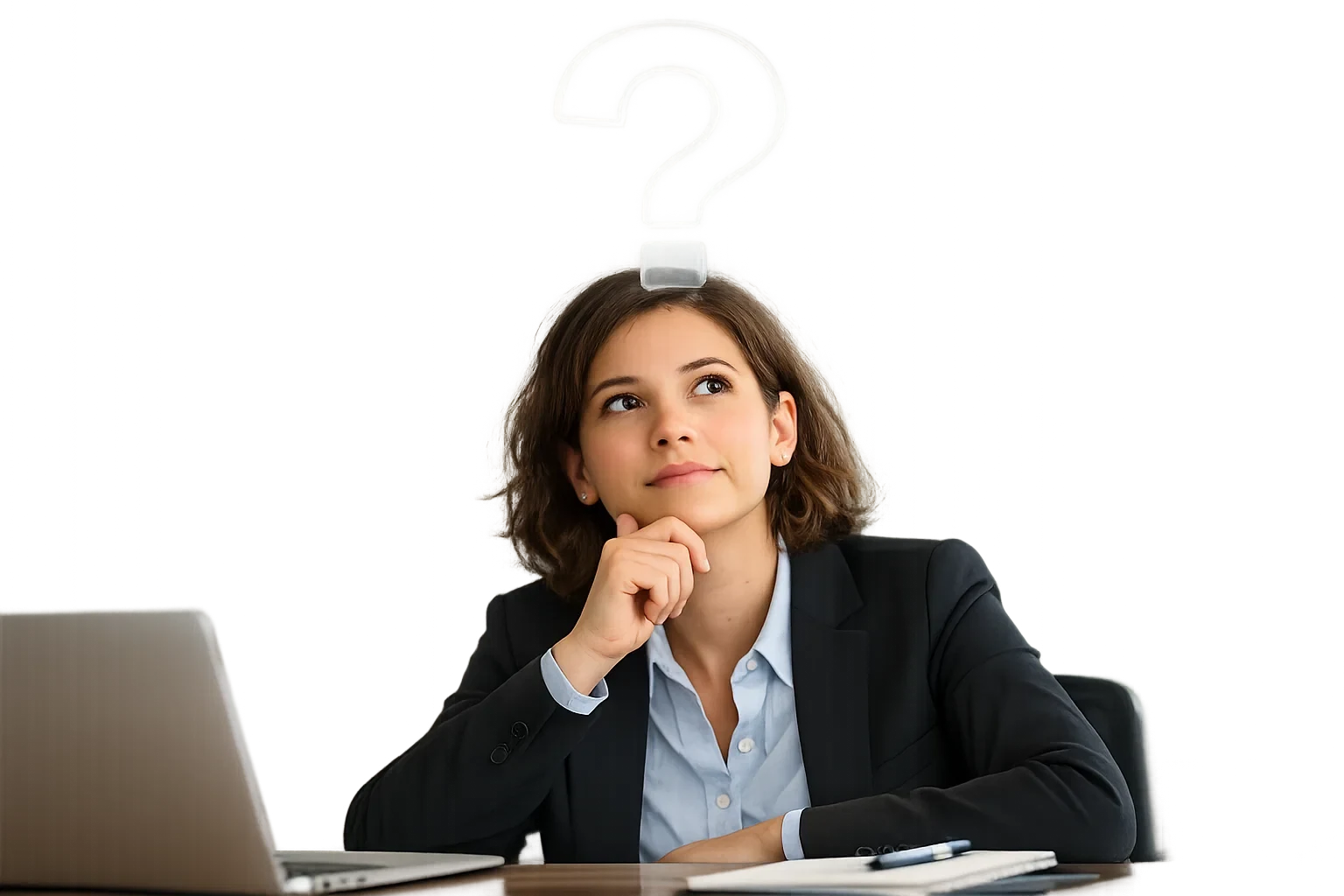 Persoon denkt na met vraagteken boven het hoofd