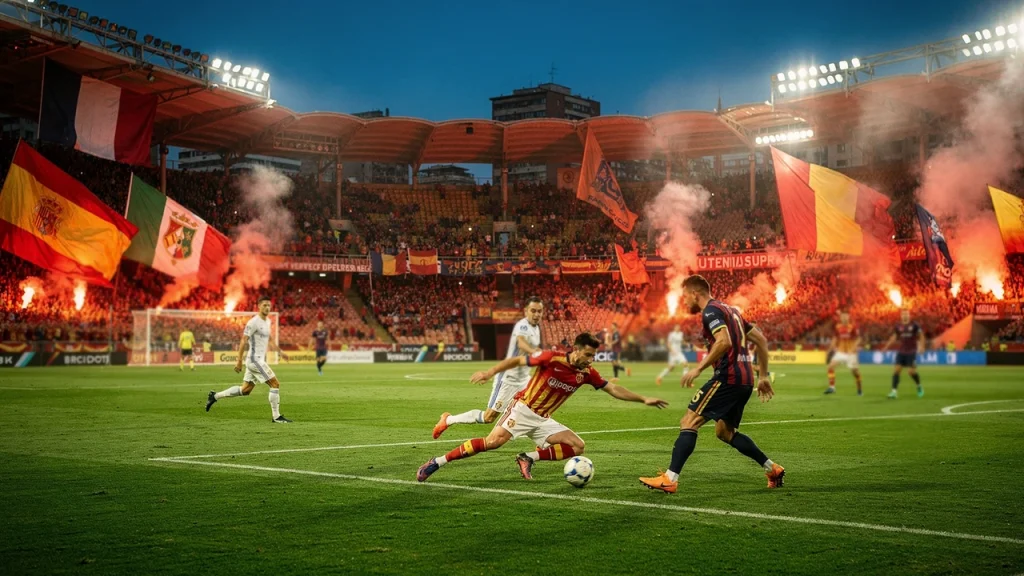 Europees topvoetbal met supporters en sfeervolle tribunes
